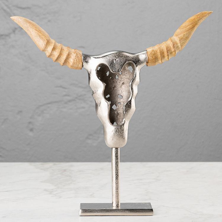 Статуэтка в виде черепа быка с гравировкой на подставке Skull Bull Engraved On Stand