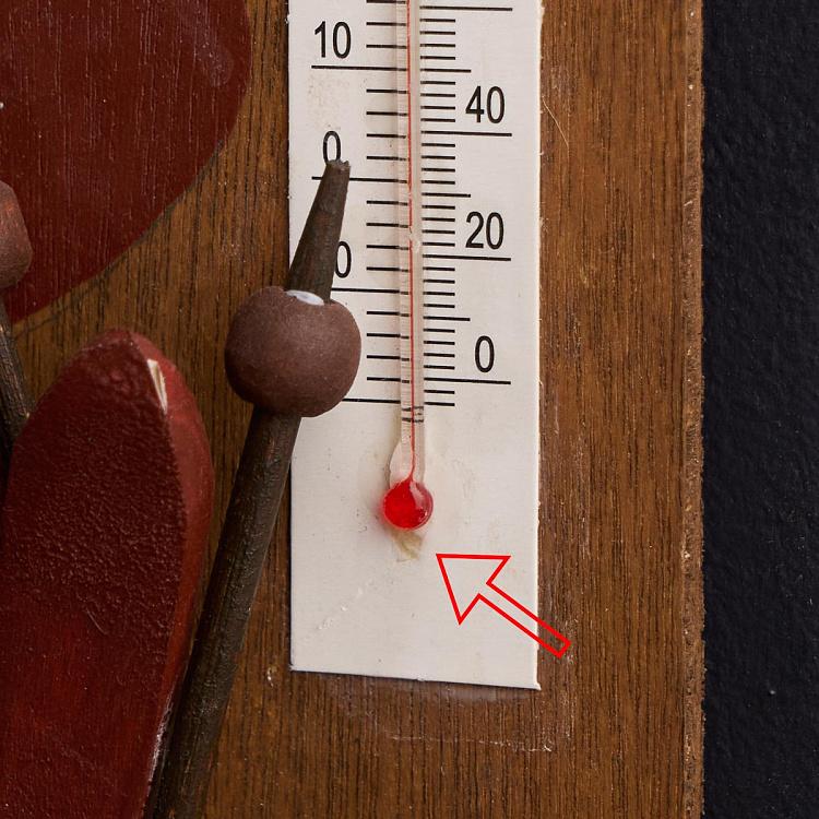 Настенный деревянный термометр с лыжами и снежинками дисконт5 Wooden Thermometer With Ski And Snowflakes 24 cm discount5