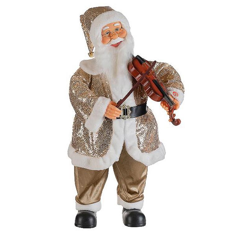 Музыкальная фигурка Санта со скрипкой Musical Santa Claus With Violin 80 cm