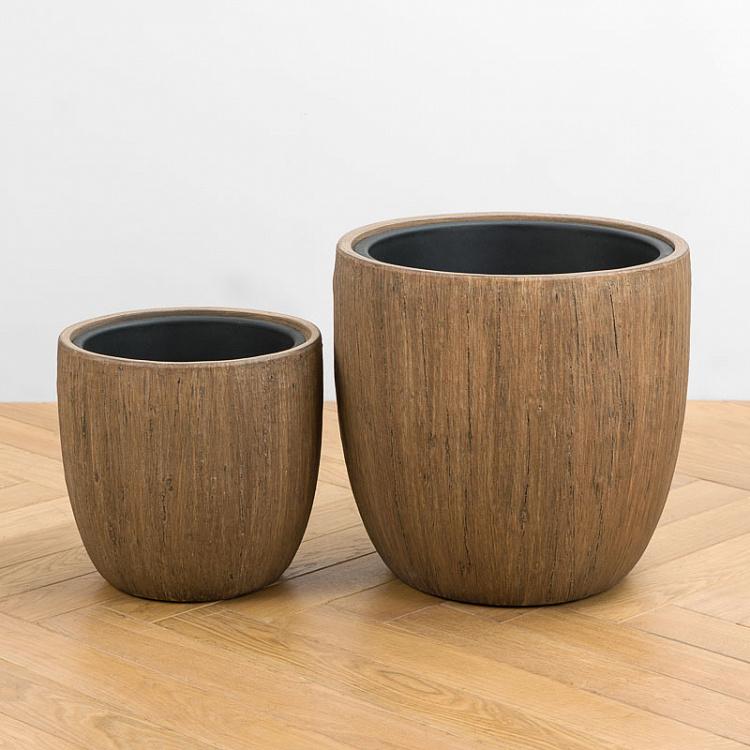 Кашпо-чаша Эффектори, светлый дуб, M Effectory Wood Bowl Pot Light Oak Medium