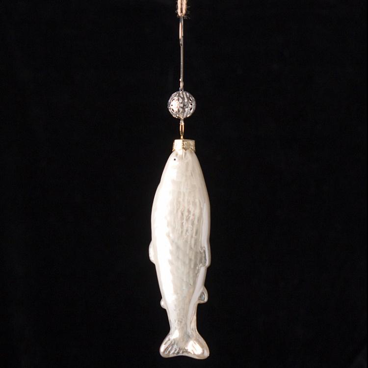 Ёлочная игрушка Серебряная рыбка Silver Glass Fish Ornement 16&nbsp;cm
