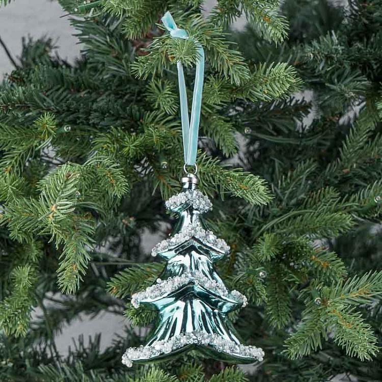 Ёлочная игрушка Голубая новогодняя ёлка Christmas Tree Blue 15 cm