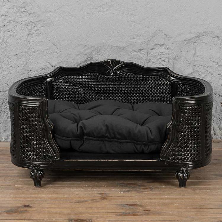 Чёрный диван для собак/кошек Артур, M Arthur Sofa Medium, Black Velvet