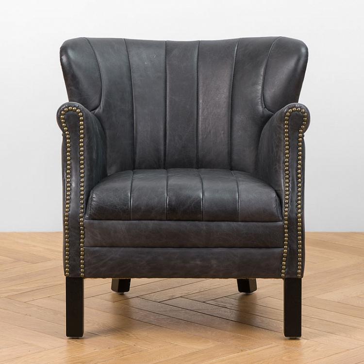 Кресло Поль с отделкой полосами, чёрные ножки Paul Armchair With Stripes, Black Wood D