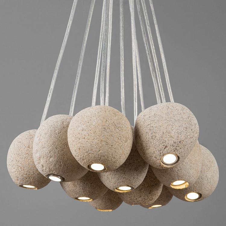 Подвесной светильник с 11-ью плафонами из гальки Ga031 Siqiniq 11 Pebble Chandelier Lamp