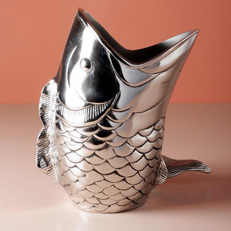 Ведро для льда Рыба серебряного цвета Fish Ice Bucket Silver