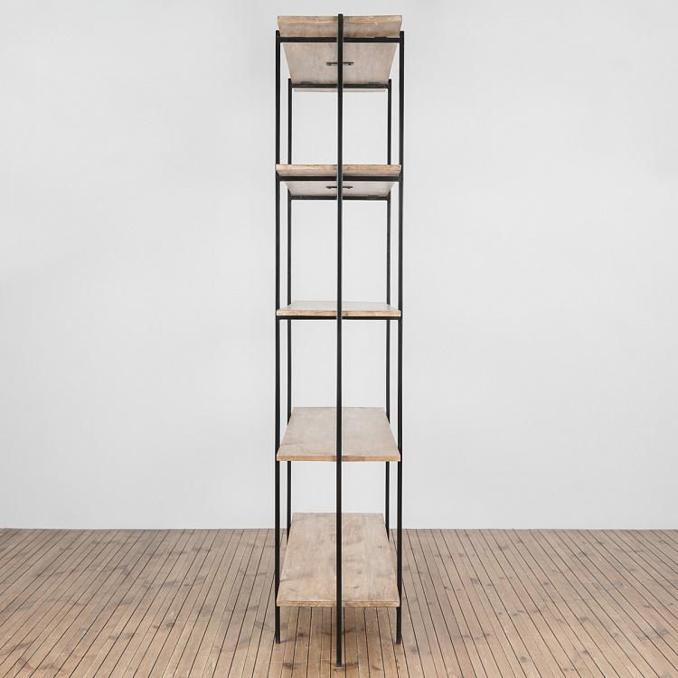 Узкий стеллаж на пять полок из дерева манго Тропики Shelf 5 Levels Metal And Mango Wood