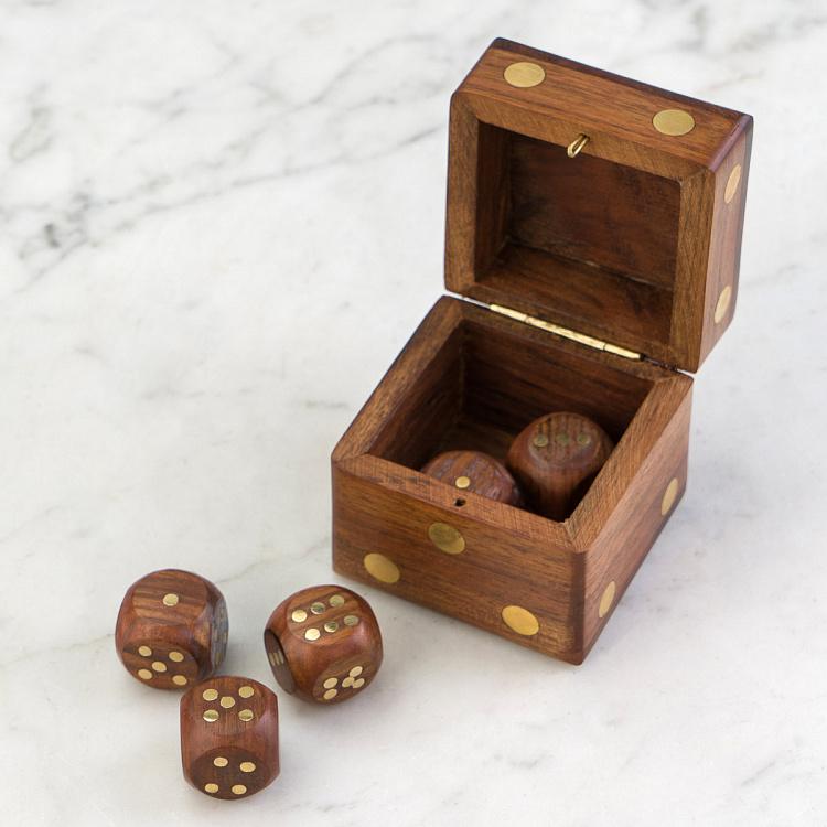 Пять деревянных игральных костей в шкатулке Dice Box With 5 Dices