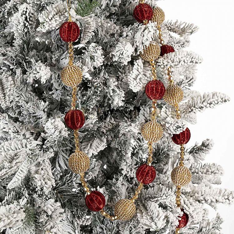 Гирлянда из Золотистых и бордовых шаров Garland With Balls Gold And Burgundy 182 cm