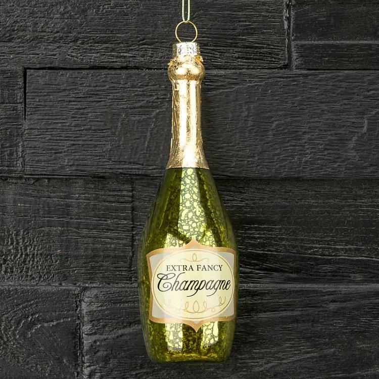 Ёлочная игрушка Шампанское Glass Hanger Champagne Green 14 cm