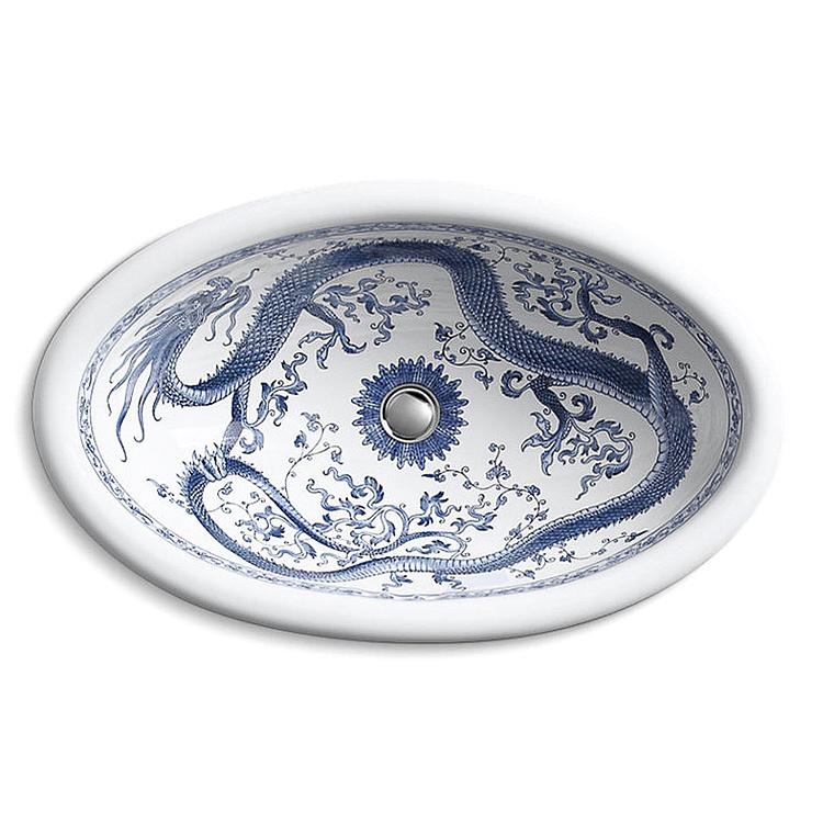 Встраиваемая раковина с рисунком Империал Блу Imperial Blue Oval Wash Basin