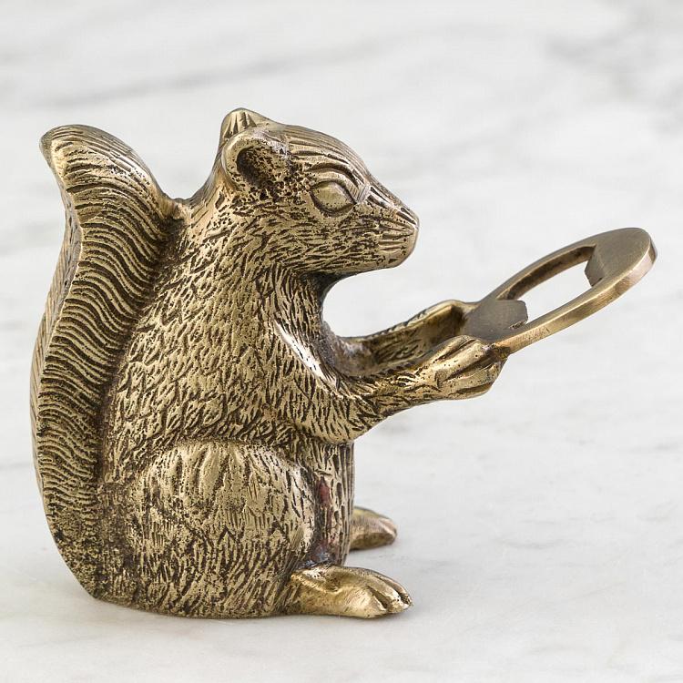 Открывашка Латунная белка  Antique Gold Squirrel Bottle Opener