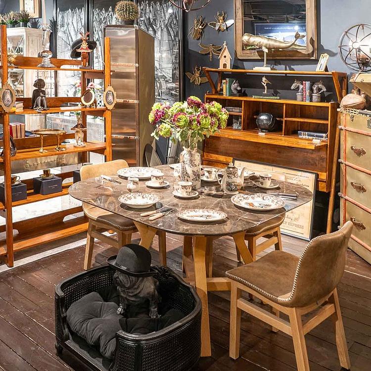 Обеденный стол F306 Stoneleaf Square Dining Table мрамор Brown Polished Marble - ракурс 14