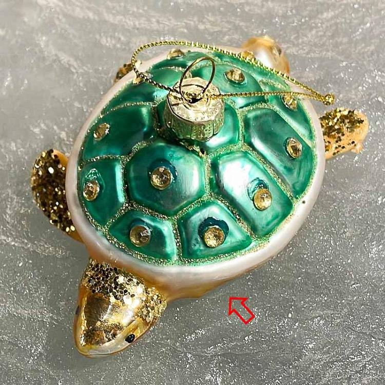 Ёлочная игрушка Бирюзовая черепаха дисконт1 Glass Hanger Tortoise Turquoise 9 cm discount1