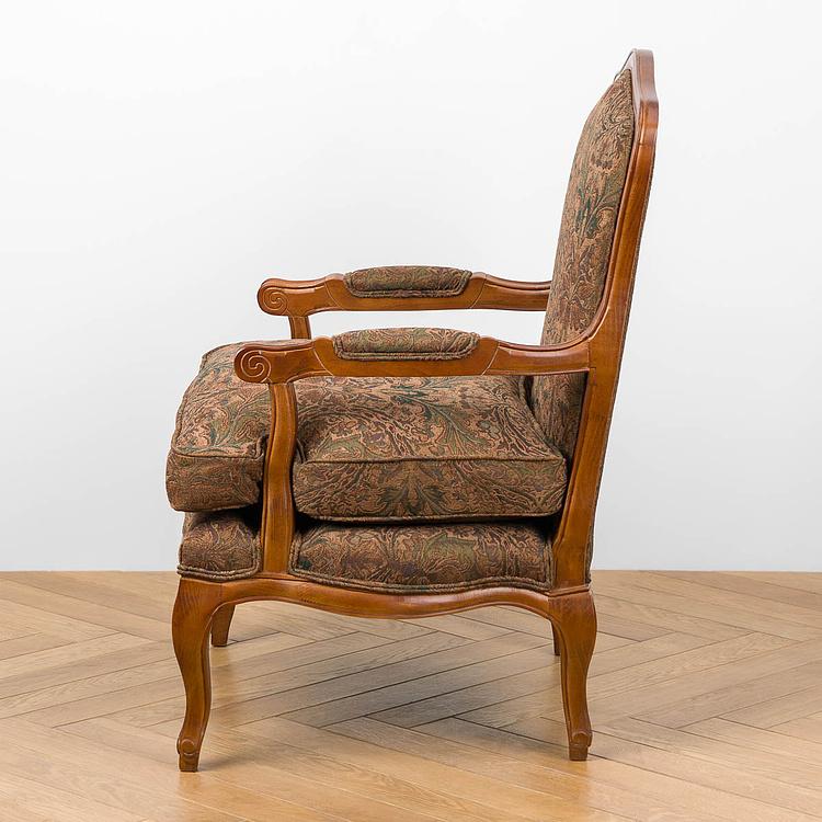 Кресло Marie Armchair, Oak Dark Amber вискоза и полиэстер Burnt Green Jacquard - ракурс 2