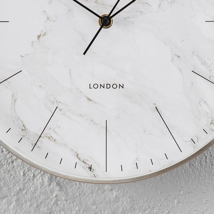 Матовые хромированные настенные часы с мраморным циферблатом Brushed Chrome Metal Cased Marble Effect Wall Clock