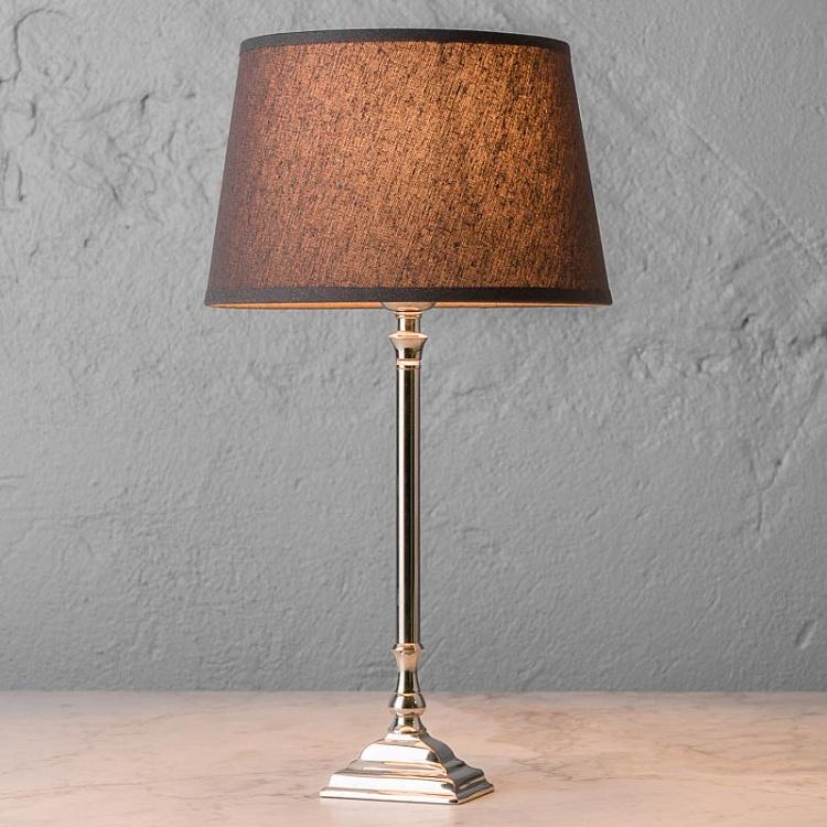 Rectangle Base Nickel Table Lamp With Shade