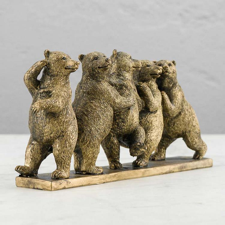 Статуэтка Медвежий квинтет Row Of 5 Bears Antique Gold