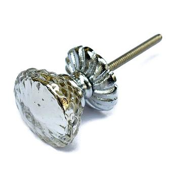 Silver Marigold Glass Knob With Backplate