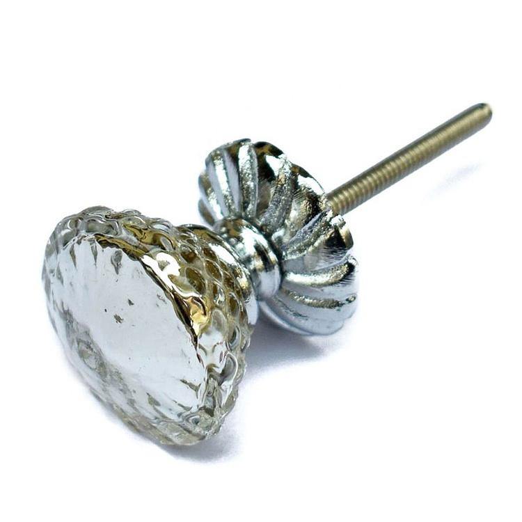 Мебельная ручка Серебряный бархатец Silver Marigold Glass Knob With Backplate