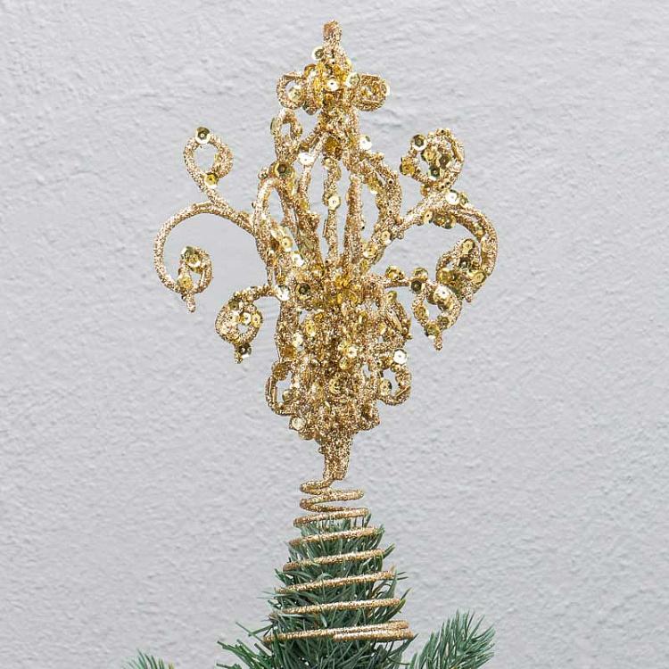 Glitter Sequin Chandelier Tree Topper Gold 25,5 cm