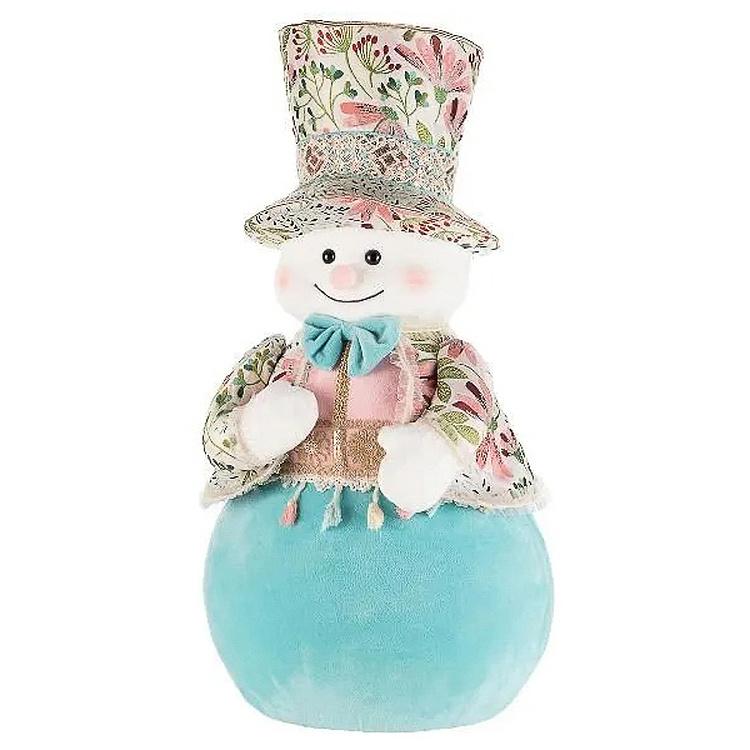 Статуэтка Снеговик в костюме и шляпе с цветочным узором Floral Snowman With Hat 65 cm