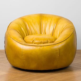 Кресло Metz Swivel Chair RM натуральная кожа Yellow Andalusia