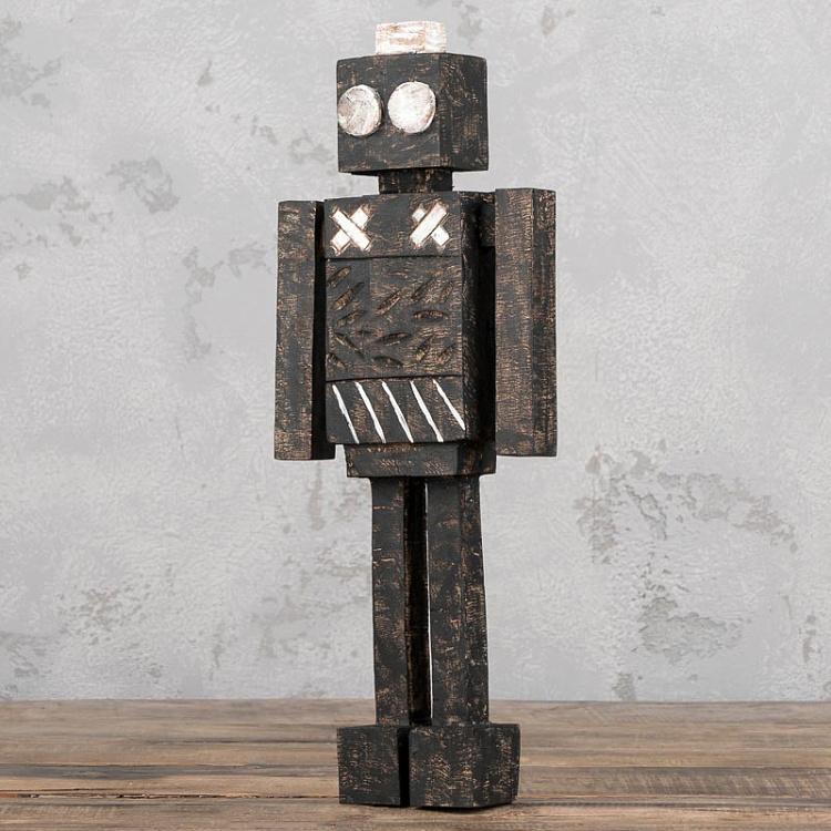 Статуэтка чёрный деревянный Робот Black Wooden Robot