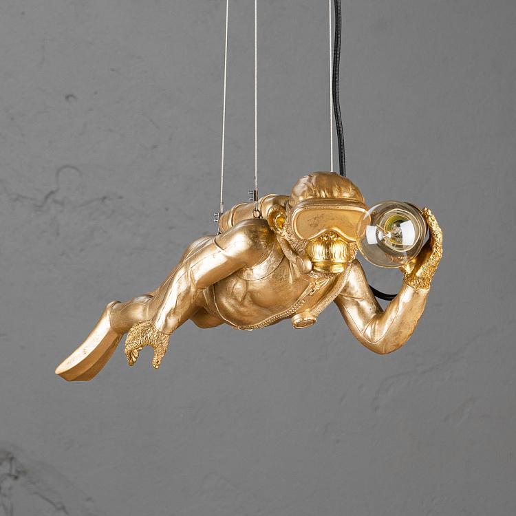 Подвесной светильник Дайвер Дэйв золотого цвета Ceiling Lamp Golden Diver Dave