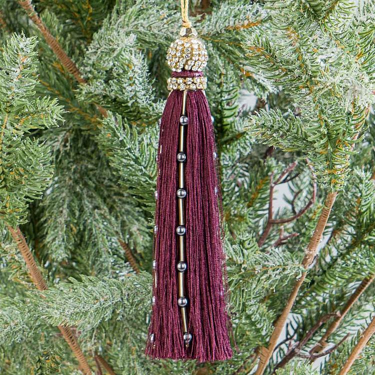 Новогодняя подвеска Фиолетовая кисточка с бусинами Tassel Beads Pendant Purple 16 cm