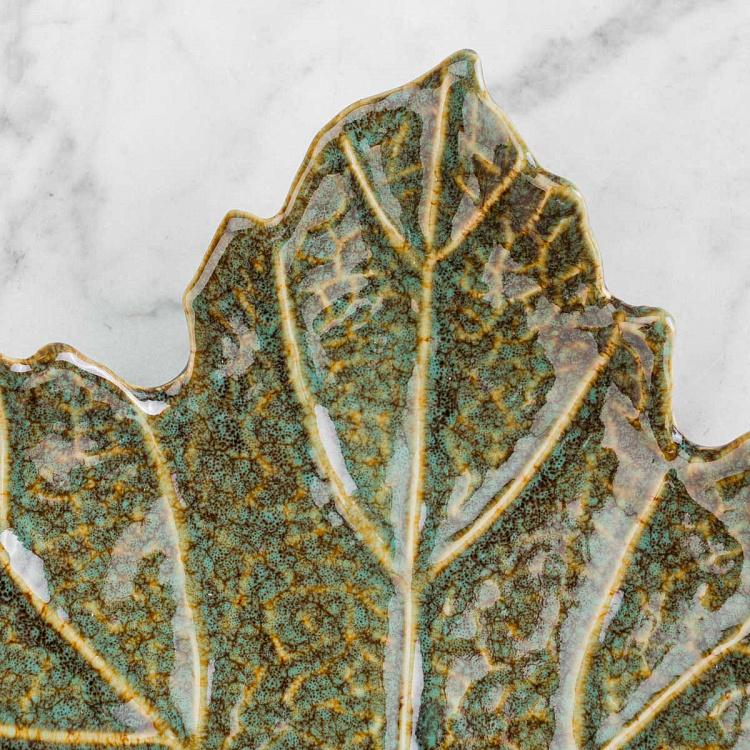 Керамическое блюдо Зелёный лист Ceramic Green Leaf Dish