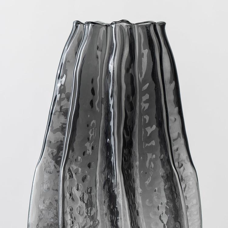 Серая ваза Карамбола, L Carambola Shape Grey Glass Vase Large