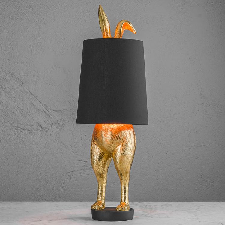 Table Lamp Hiding Bunny Gold Black
