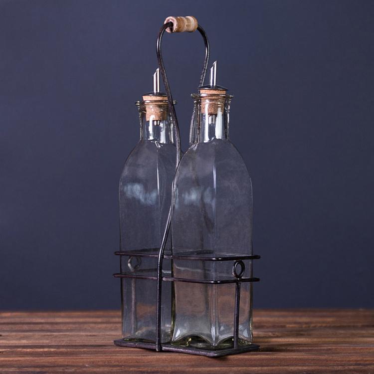 Набор из 2-х бутылок для масла и уксуса Бруклин состаренный металл Set Of 2 Brooklyn Oil And Vinegar Antic