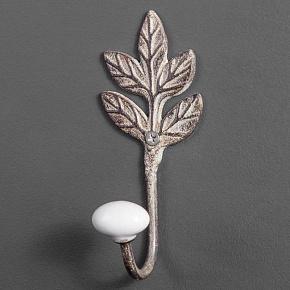 Small Hook Flora 2 With Porcelain Knob Iron Antic