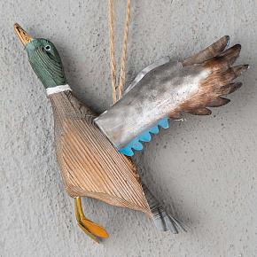 Hanging Duck In Wood And Metal 17,5 cm