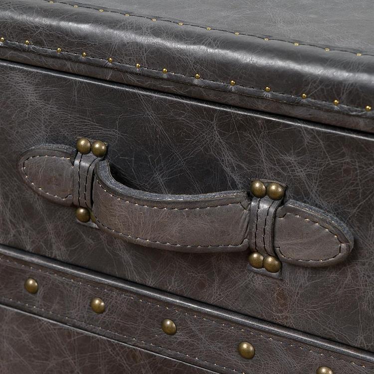 Тумба-сундук Navigator Side Table D натуральная кожа Antique Ebony - ракурс 8
