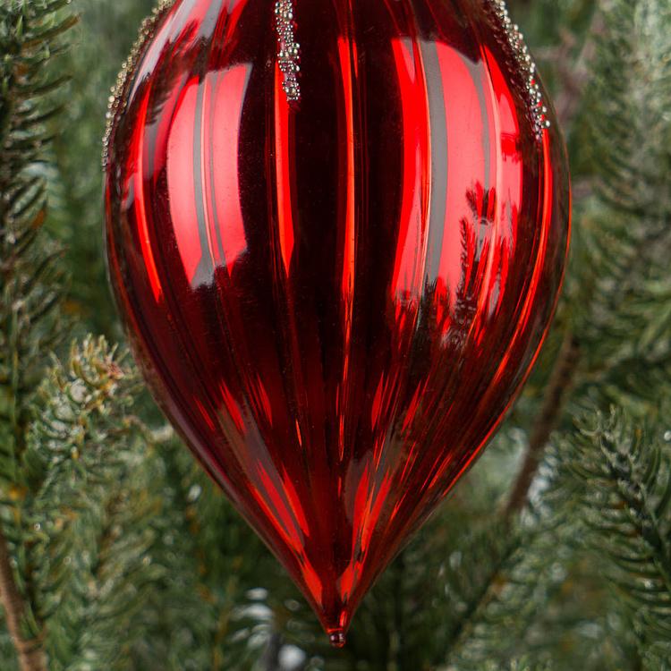 Ёлочная игрушка Красная шишка со стразами Cone With Rhinestones Red 15 cm