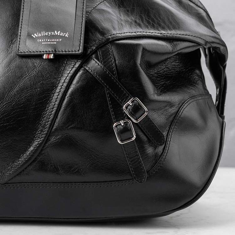Матово-чёрная кожаная дорожная сумка Поло Polo Bag, Black