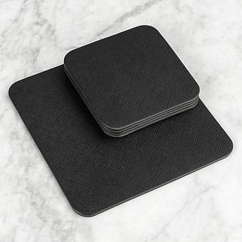 Набор из 5-ти подставок под стаканы Set Of 5 Square Coasters натуральная кожа Noire