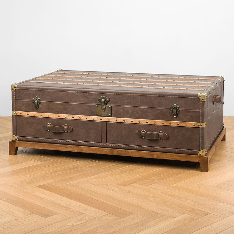 Журнальный стол-сундук Piligrim Coffee Table, Light Wood RM натуральная кожа Antique Master