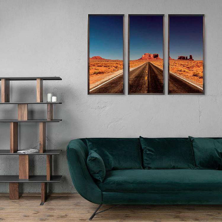 Модульный фото-принт в деревянной раме Долина Монументов Set Of 3 Monument Valley, Pewter Frame