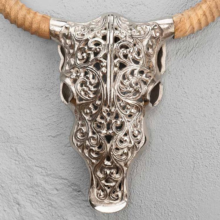 Настенное украшение Искусственный череп быка с гравировкой Wall Skull Bull Engraved