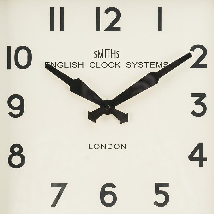 Хромированные квадратные настенные часы Смитс Chrome Square Smiths Wall Clock