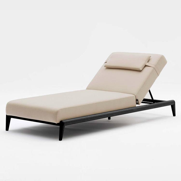Садовый шезлонг-лежак Dune Lounger, Black акриловая ткань Heather Beige