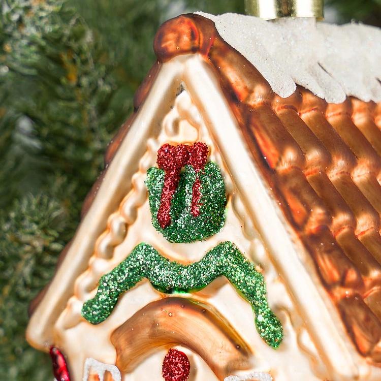 Ёлочная игрушка Бежевый пряничный домик House 13 cm