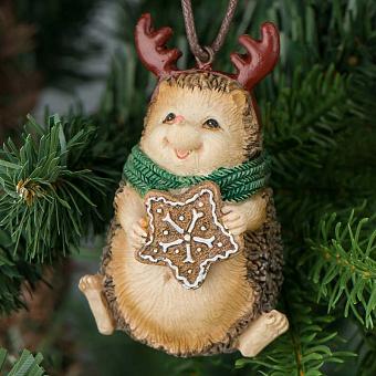 Ёлочная игрушка Xmas Hedgehog With Ginger In A Green Scarf 8,5 cm