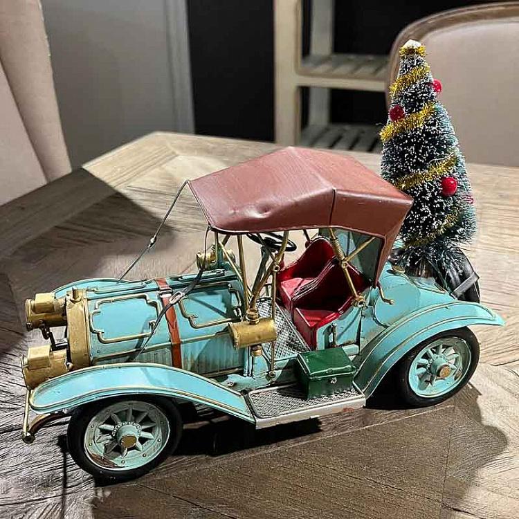 Новогодняя фигурка Голубая ретро машина дисконт Christmas Car Mint 29 cm discount