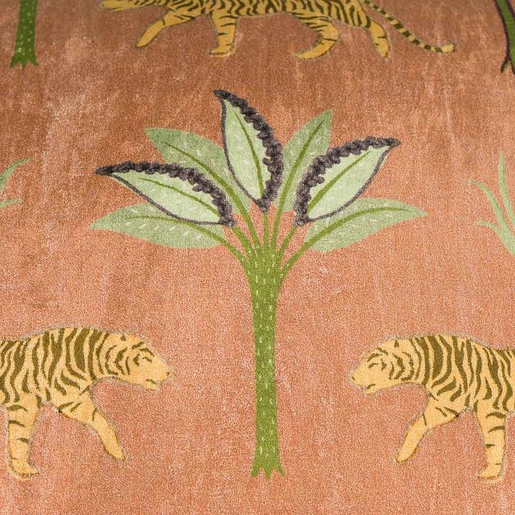 Декоративная подушка с бахромой Шафрановые тигры Cushion With Fringes Tiger Safron