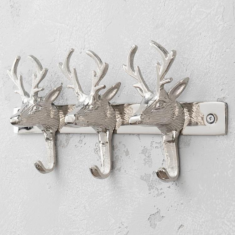 Трёхместная настенная вешалка Три оленя плюс Coat Rack 3 Hooks Deer Heads 2